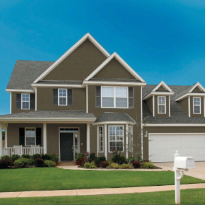 an image of a home with our perfection shake shingle by kaycan in siding colour cabot brown