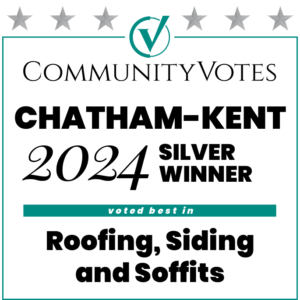 Community Votes Chatham-Kent Award for Stone Siding, Awarded to Aurora Exteriors Inc in 2024.