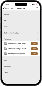 Screenshot Image of the Gemstone Lights Hub, showing the preset downloadable animations.