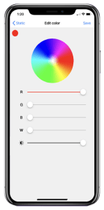 Screenshot image showing the colour selector tool in the Gemstone Lights Hub application.