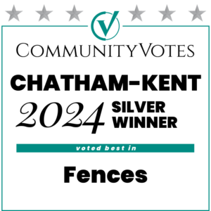 Community Votes Chatham-Kent Award for Fence Builders, Awarded to Aurora Exteriors Inc in 2024.